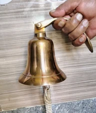Antique Brass Ship Bell Hanging Door Bell ~ With Ceiling Wall Mounted Bracket