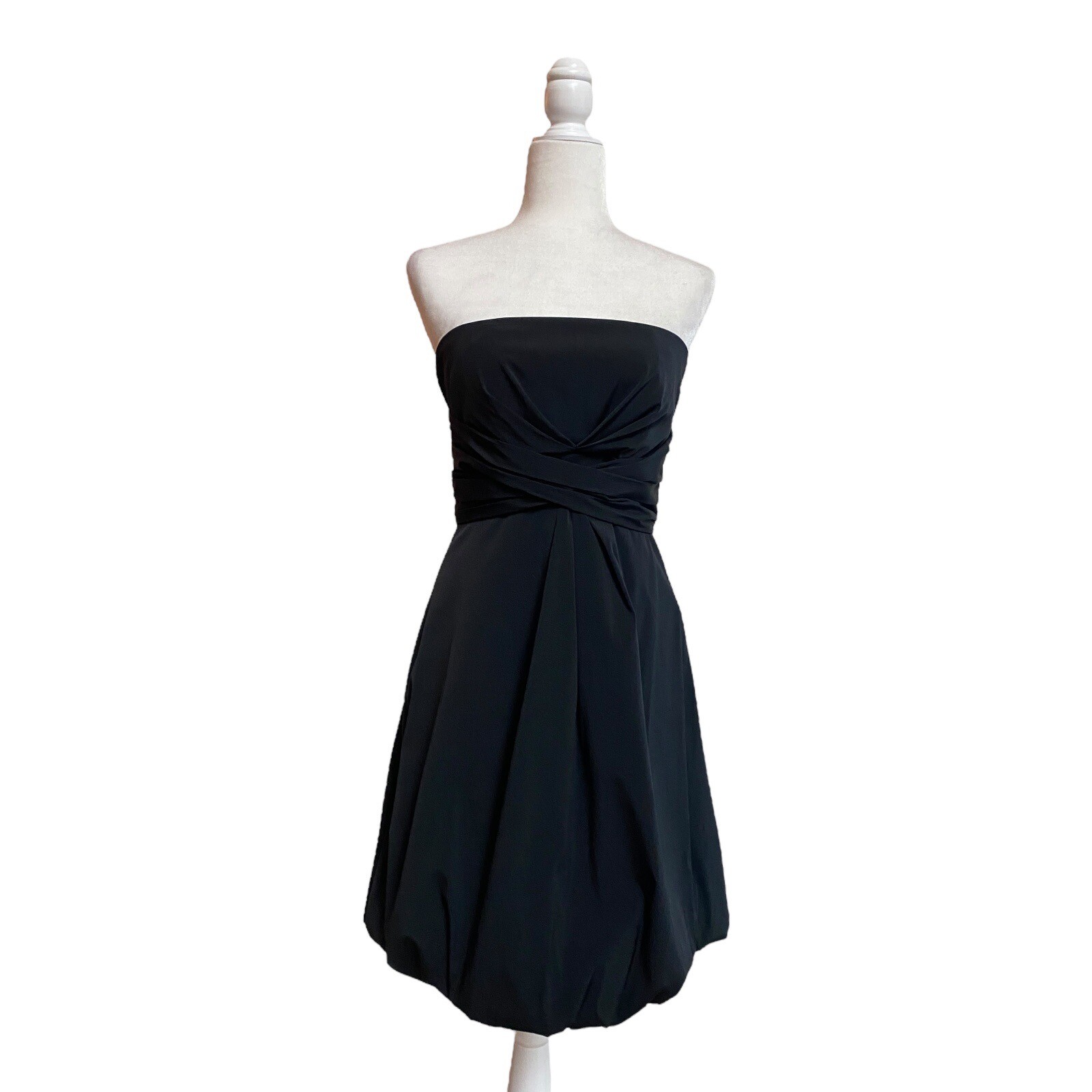 White House Black Market Black Bubble Hem Strapless Women Size 4 Cocktail Party