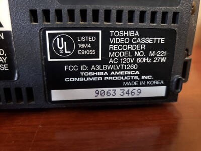 Toshiba M-221 VCR OSP Picture Sharpening VHS HQ Video Player No