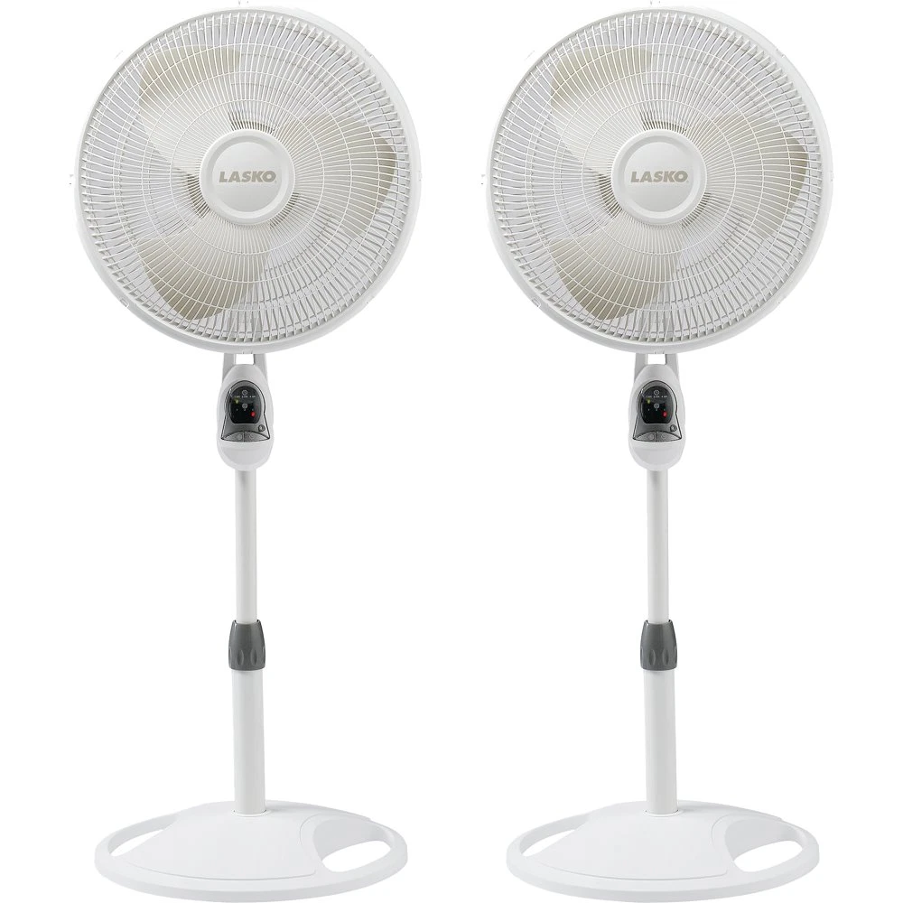 Lasko 16u0026amp;quot Stand Fan with Remote 1646 2 Pack Fully Adjustable Height  3 Speeds | eBay