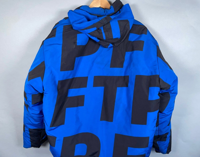 FTP Jumbo Puffer Zip Up Jacket Adult XL Blue Black AOP F The 