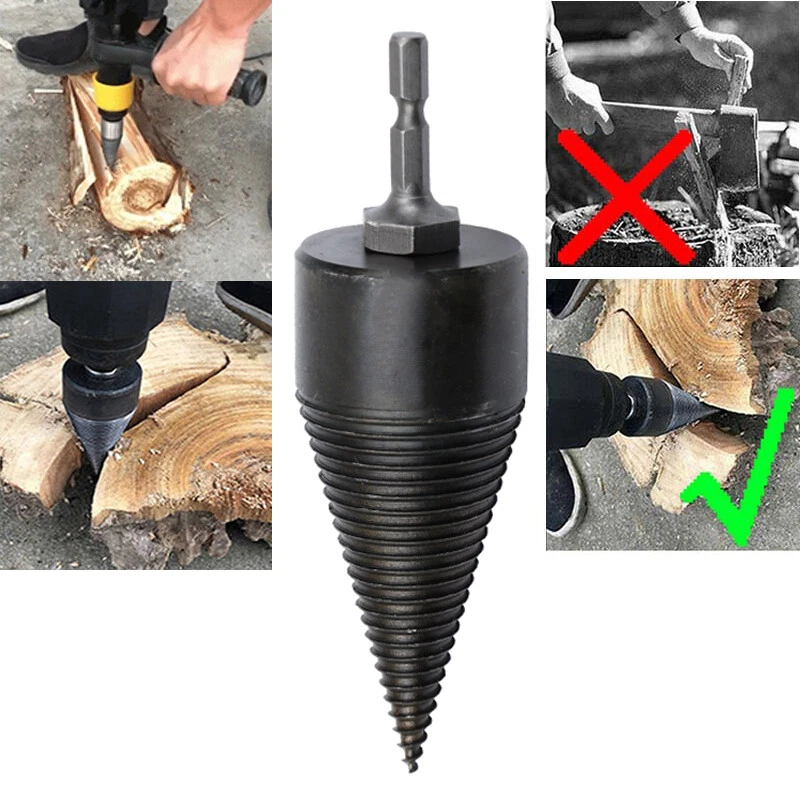 1pc Cones Firewood Splitting Drill Bit High Speed Twist Screw Log Wood  Splitter | eBay