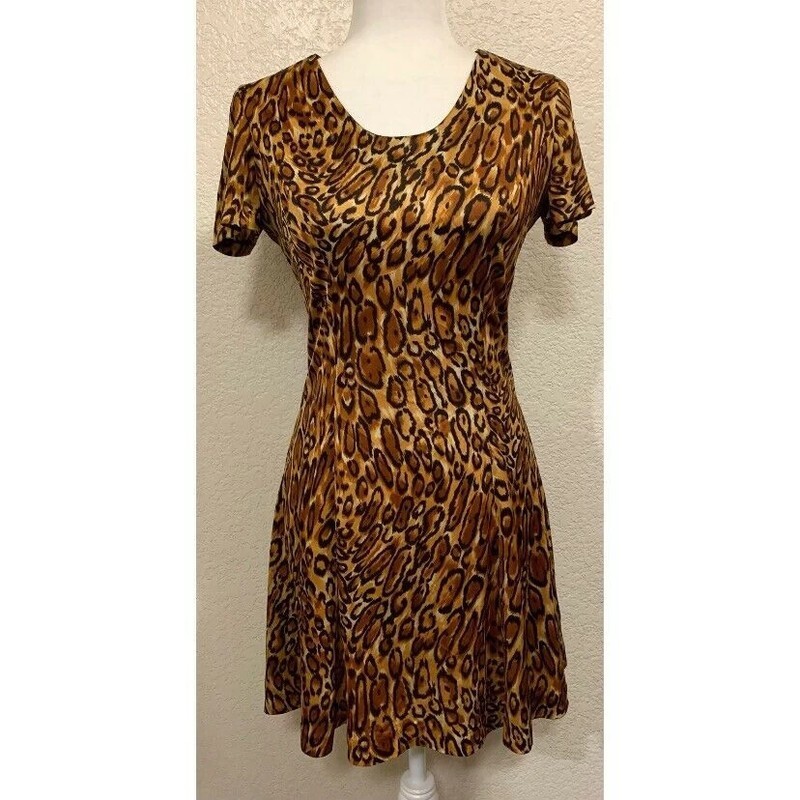 Sara's Las Vegas Vintage 80s Leopard Print Satin Swing Retro Dress Womens S | eBay Sara's Las Vegas Vintage 80s Leopard Print Satin Swing Retro Dress Womens S | eBay
