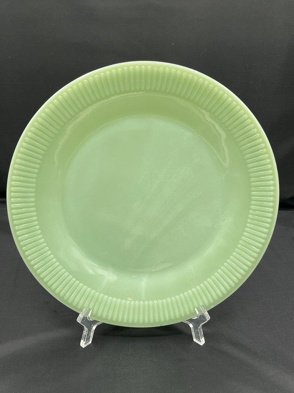 Jadeite 9" Ribbed Dinner Plate - Fire King MCM Vintage JANE RAY