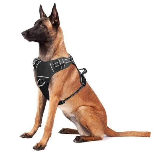 Dog Harness No Pull, Adjustable Pet Vest with X-Large Black(no collar)