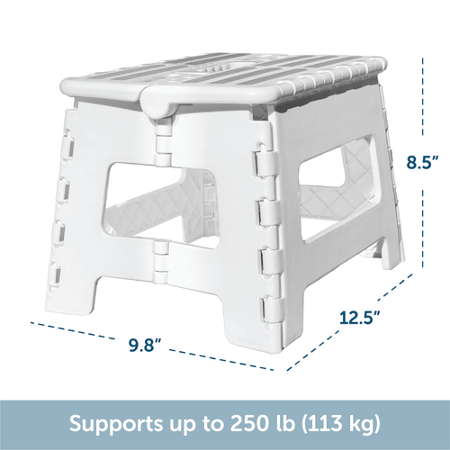 FOLDING STEPPING STOOL Non-Slip, Carry Handle - White - Picture 5 of 12