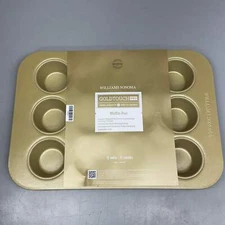 WILLIAMS SONOMA Goldtouch Pro Ceramic Muffin Pan 12 Wells Gold 1689320