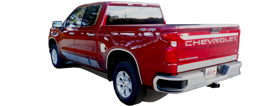 Juego de molduras de umbral de ventana de acero inoxidable QAA 2019-2024 para Chevrolet Silverado de 6 piezas Foto 3 de 4