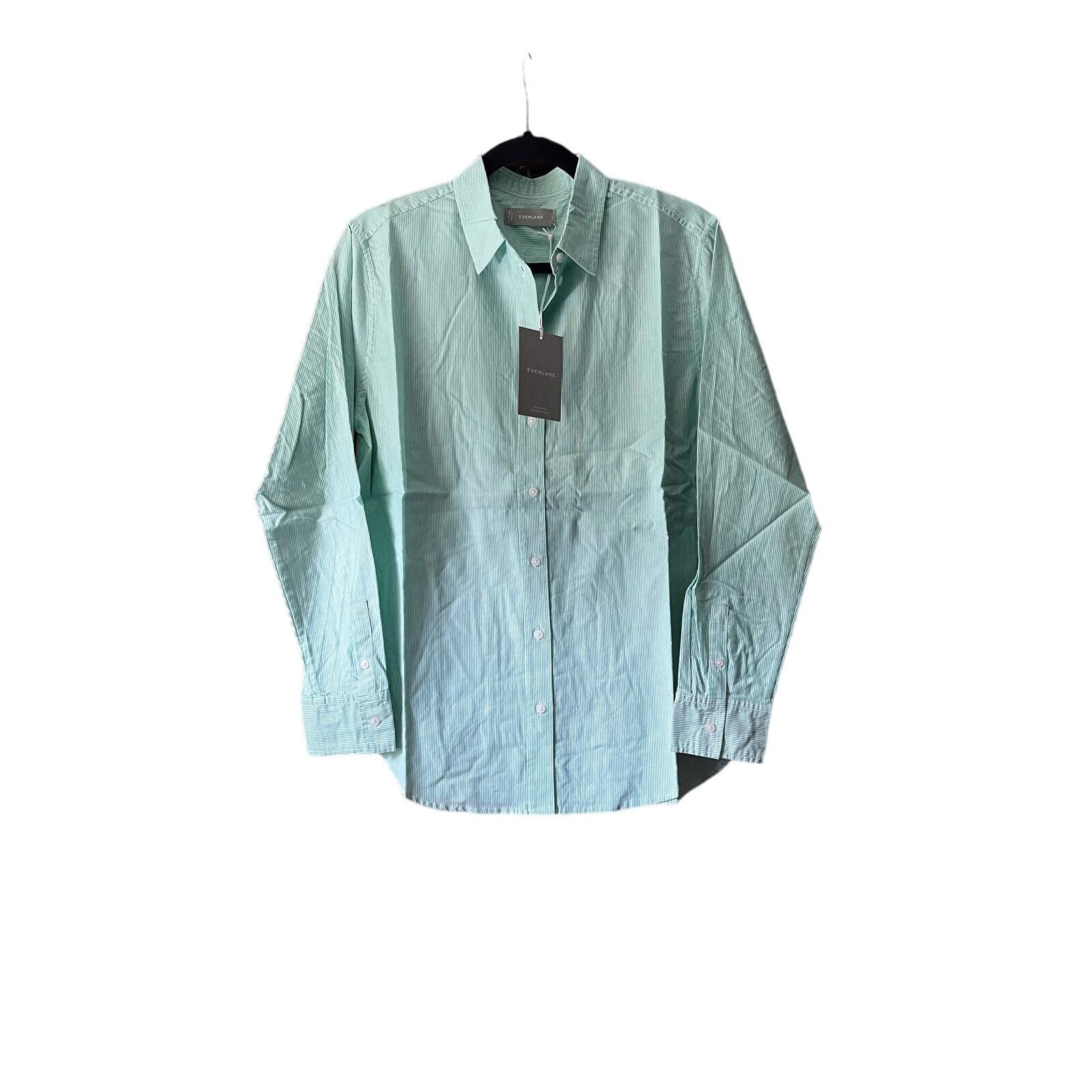 NWT Everlane Women's The Cotton Oversized Button Down Shirt Long Sleeve Mint 4