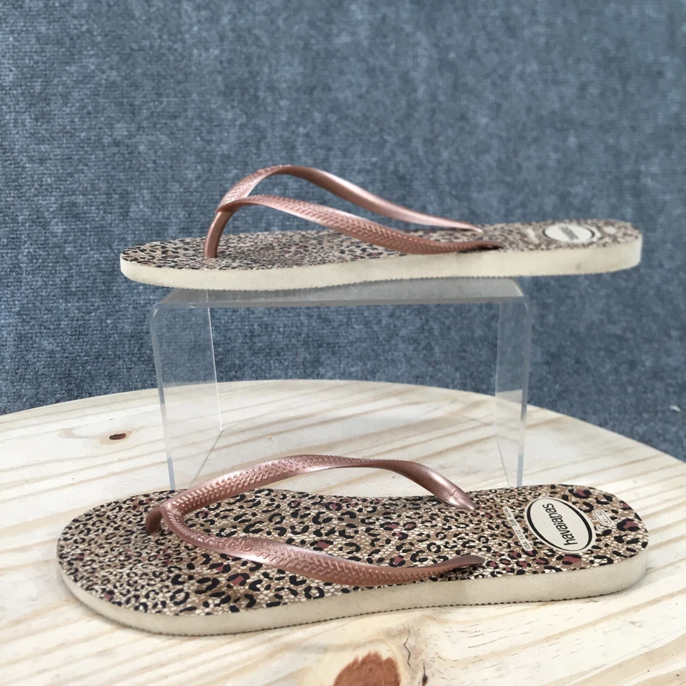 Havaianas 凉鞋女式 11 - 12 修身动物拖鞋栗色脚趾柱平底鞋 — 第 2/4 张图片