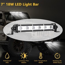 7 18w 10v To 30v Led Work Light Bar Lamp Driving Off-road Suv Car Truck 6000k