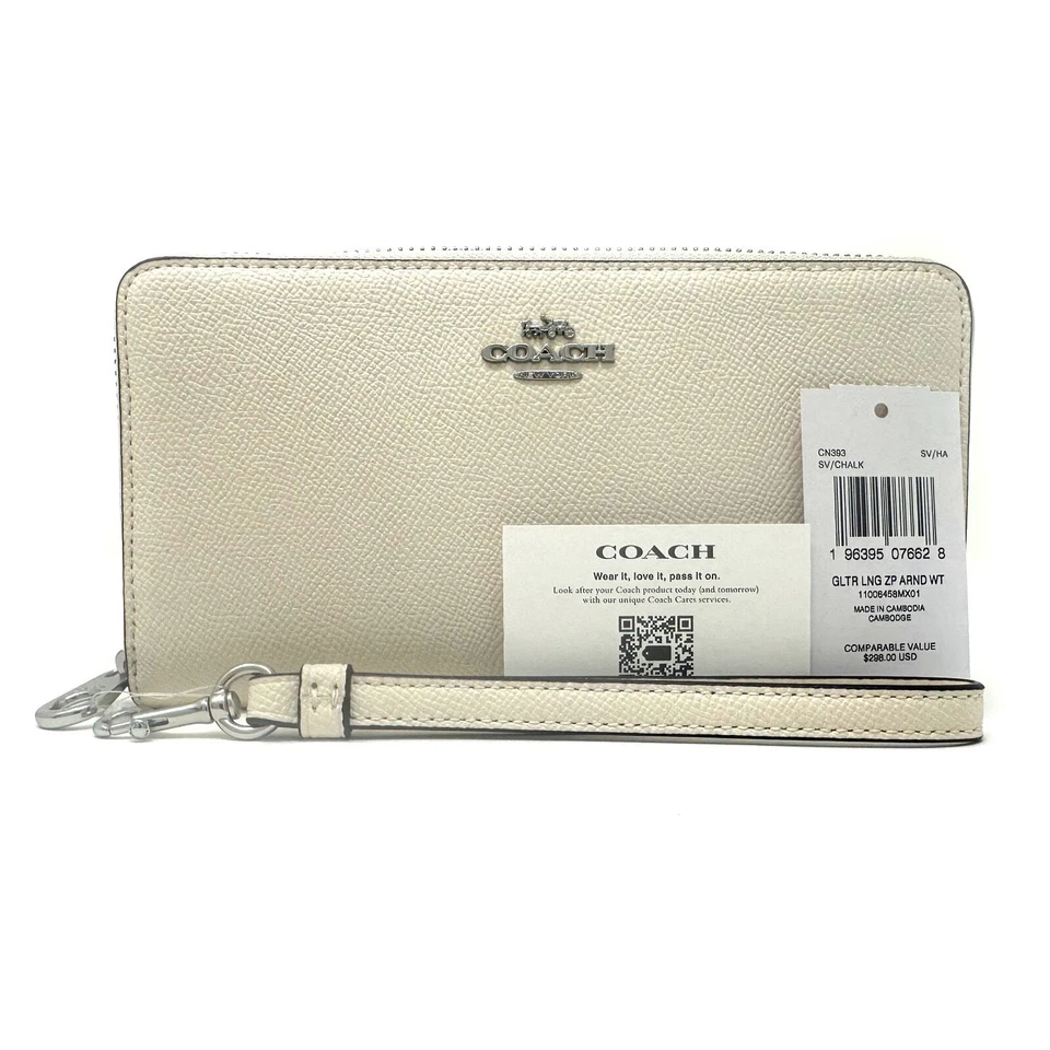 Coach длинный молнии вокруг бумажник в мел блестящий кожи CN393 новый с ярлыками - Изображение 2 из 4