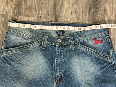 DrunkNmunky Denim Y2K Skater Streetwear Japenese Patch 36x34 DrunkNmunky Denim Y2K Skater Streetwear Japenese Patch 36x34