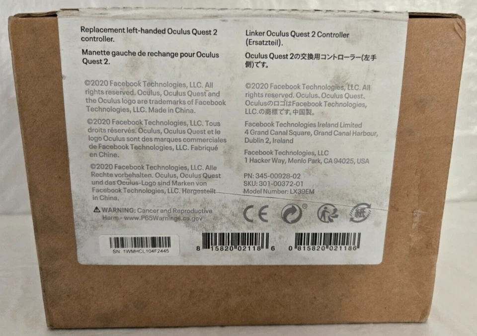 Oculus Quest 2 Oculus #LX39EM Touch Left Handed Controller - Image 2 of 3