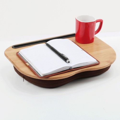 Escritorio para computadora portátil de madera de bambú para computadora portátil de hasta 15,6 pulgadas con almohada ajuste de cushi - Imagen 6 de 24
