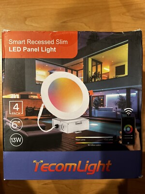  Smart LED Recessed Lighting 6 inch WiFi+BLE Downlight 15W 4 Pack 16m colors