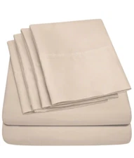 Sweet Home Collection Beige 1500 Count 6 Piece Bedroom Full Bed Sheet Set