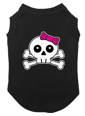 Skull With Pink Bow - Adorable Skull Crossbones Dog Shirt