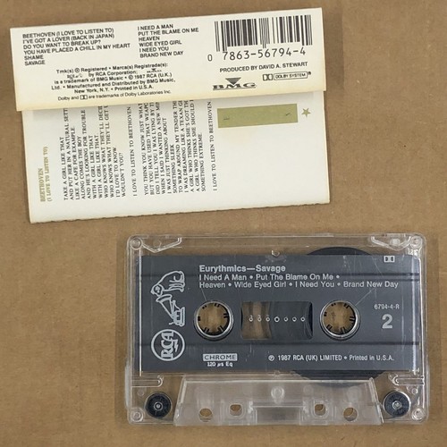 EURYTHMICS Cassette Tape 80s Synth Pop SAVAGE ANNIE LENNOX I NEED A MAN - Picture 3 of 5