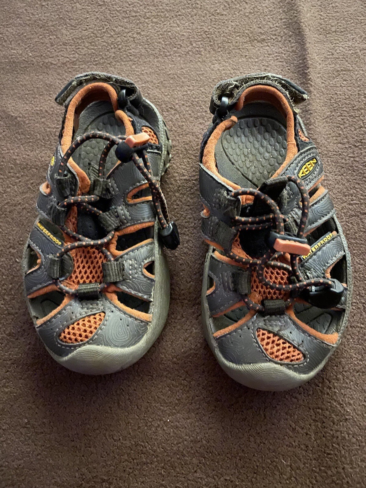 Sandali impermeabili ragazzo KEEN taglia 8 punta chiusa marrone e arancione sport outdoor S