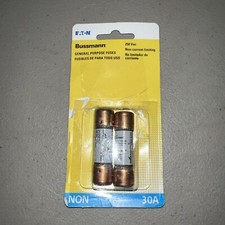 2-Pk Bussmann Cartridge Fuses Brass 30 Amp BP/NON-30 Used For A Day W/ Scuffs