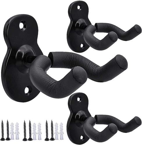 Pack de 3 crochets support mural pour guitare Sound Harbor en métal noir - Photo 11/12