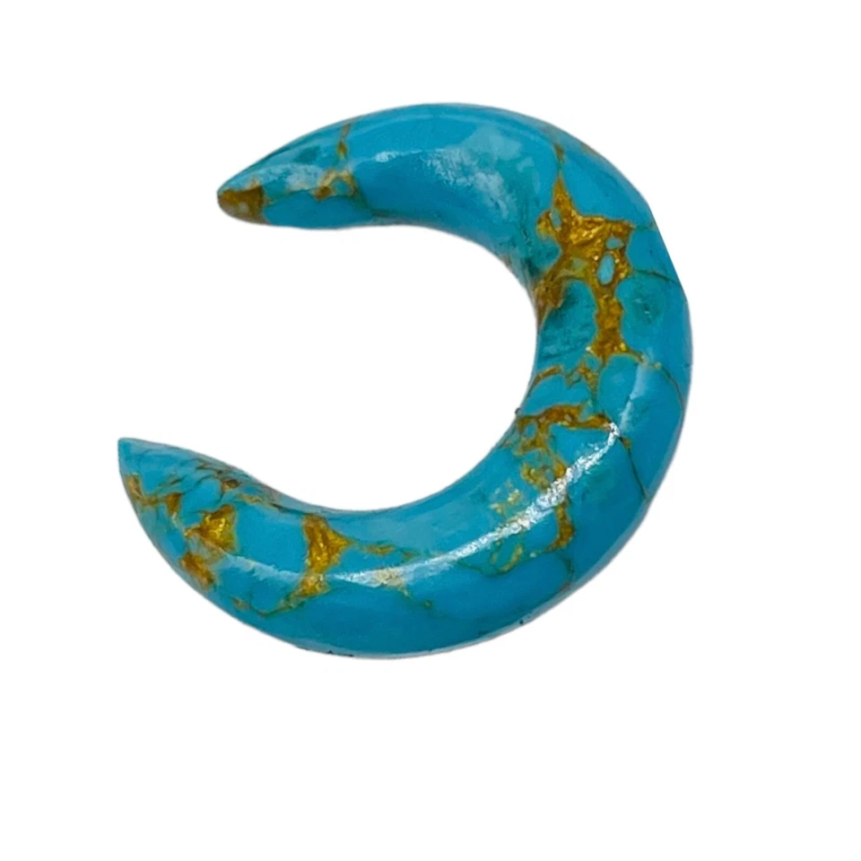 Blue copper Turquoise Organic Stone , Septum Pincher size 12g to 5/8'and custom - Image 3 of 4