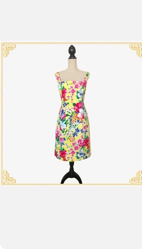 Vestido American Living Amarillo Hibisco Estampado Floral Sin Mangas Talla 12 - Imagen 2 de 6