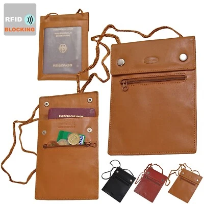 BOCCX großer Brustbeutel Leder Brusttasche RFID Sicherheit Reisepass Impfpass