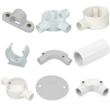 20MM White PVC Conduit Bends Boxes Adaptors Elbows Tee Coupler Saddles Clips Box
