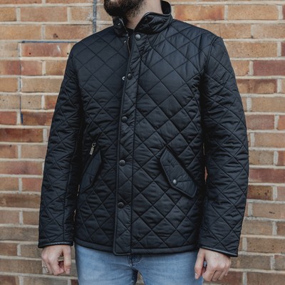 barbour mens black quilted jacket