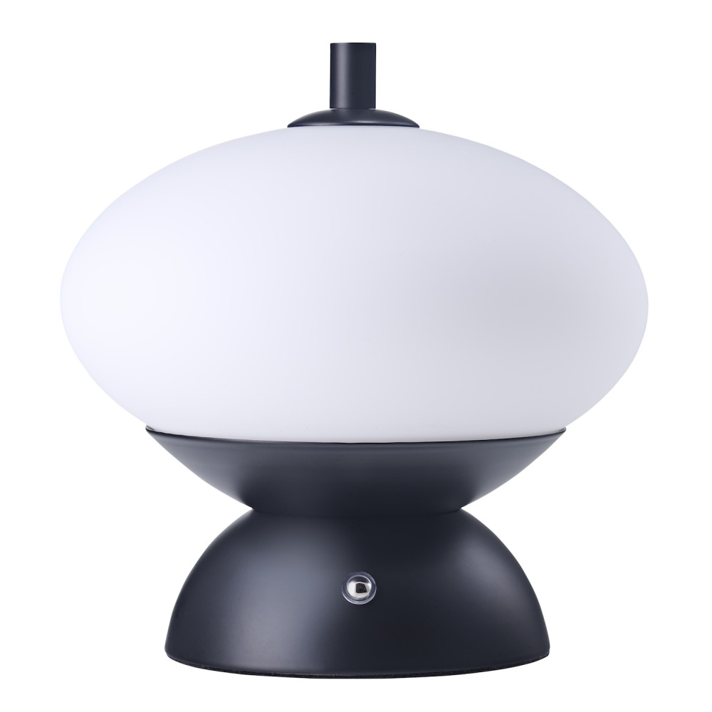 Black Domed Rechargeable Touch Dimmable Table Lamp with Frosted Glass Shade b...