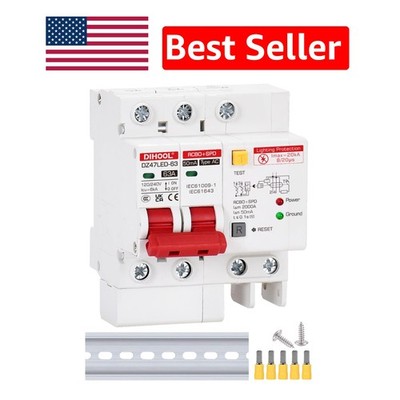 Reliable 63 Amp 2 Pole Circuit Breaker with Surge Arrester & Leakage Protection