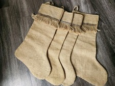 Jute Burlap Christmas Stockings Set Of Four 20" X 11 "