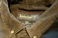 VTG Timberland Weathergear Green Corduroy Men's Button Down Shirt Sz S 1990s