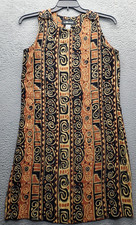 Sag Harbor Shift Dress Womens 8 Multi Geo Print Rayon Shoulder Button Round Neck