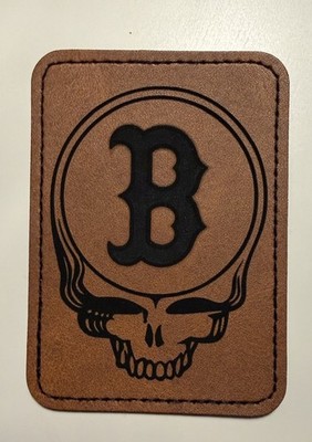 Grateful Dead Steal Your Face Boston Red Sox Iron on Leather Patch 3.5 x2.5 