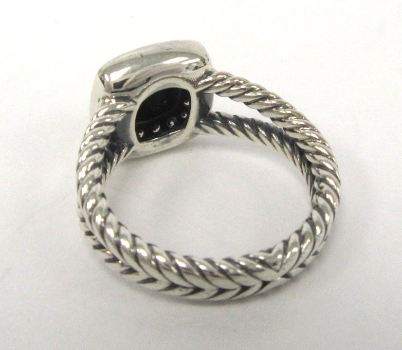 David Yurman Petite Albion Black Onyx Diamond Sterling Silver Ring Size 6.25 View 5