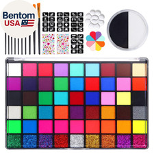54-Color Non-Toxic Face Painting Kit with B W Palette for Kids  Adults, Water A