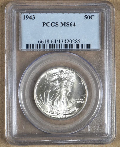 1943 WALKING LIBERTY HALF DOLLAR PCGS MS64 420285
