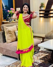 Women's Georgette saree With Separate Blouse Piece