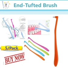 Dental Orthodontic & Periodontal Toothbrush, End Tufted Brush, For Gums, 5/Pack
