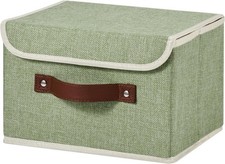 Storage Bins Box with Lids Decorative Cotton Linen Fabric Baskets