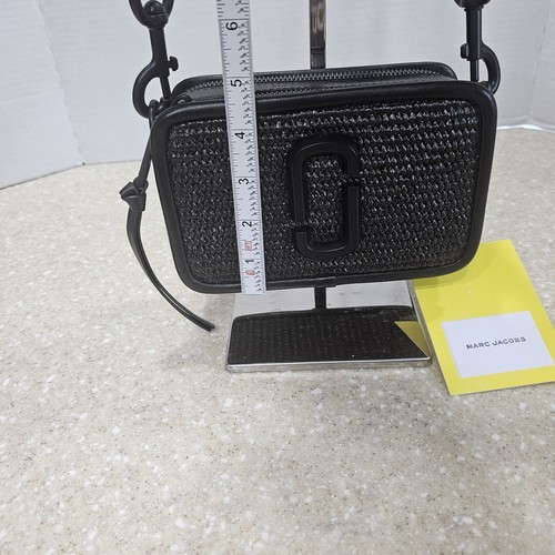 Mark Jacobs Calfskin Straw Small The Woven Snapshot Camera Bag Black NWT - Picture 11 of 14
