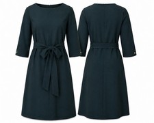 H&M Women’s M Dark Green Belted Dress Long Sleeve Midi Minimalist Chic