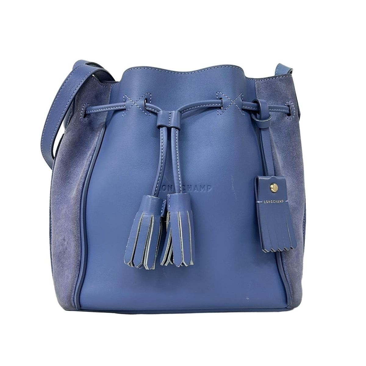 Longchamp Penelope Shoulder Bag 2062861564 BlueGray x Purple Drawstring Type