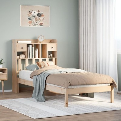 Massivholzbett mit Regal ohne Matratze Holzbett Bett Bettgestell Kiefer vidaXL
