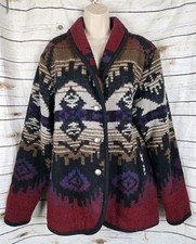 Vintage Woolrich Aztec Wool Blanket Jacket L Womens Southwestern USA Western