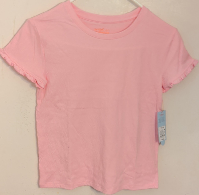 Cat & Jack Girls Light Pink Ruffle Short Sleeve T-Shirt Size L (10/12)