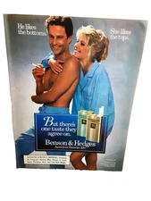 1986 Benson & Hedges Vintage Print Ad America’s Favorite 100s Cigarettes Couples